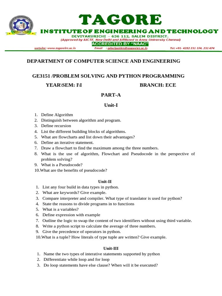 Python QB | PDF | Parameter (Computer Programming) | Control Flow