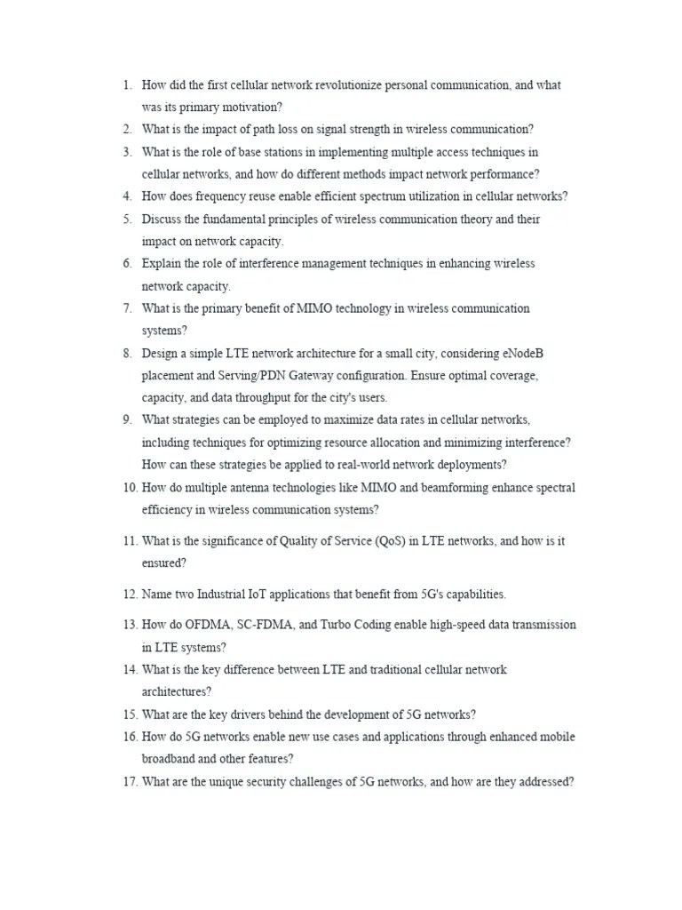 Wireless Communication_QB (2) | PDF | Mimo | Cellular Network
