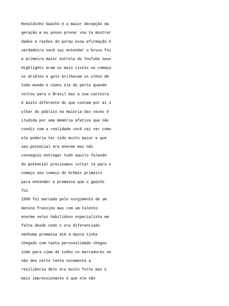 (Portuguese (Auto-Generated) ) RONALDINHO É O MAIOR DESPERDÍCIO DE TALENTO DO SÉCULO!! (DownSub ...