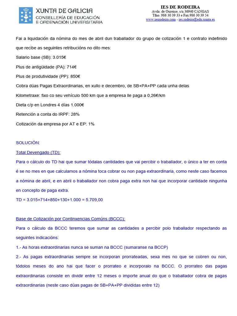 Solución Nómina 5 | PDF