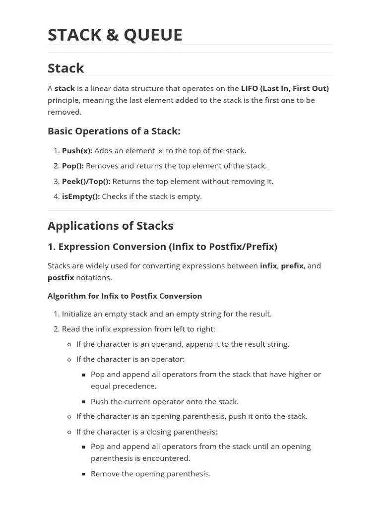 Stack & Queue | PDF | Queue (Abstract Data Type) | Algorithms And Data ...