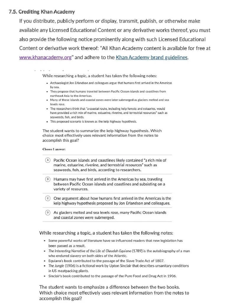 Khan Academy Advanced - Rhetorical Synthesis | PDF