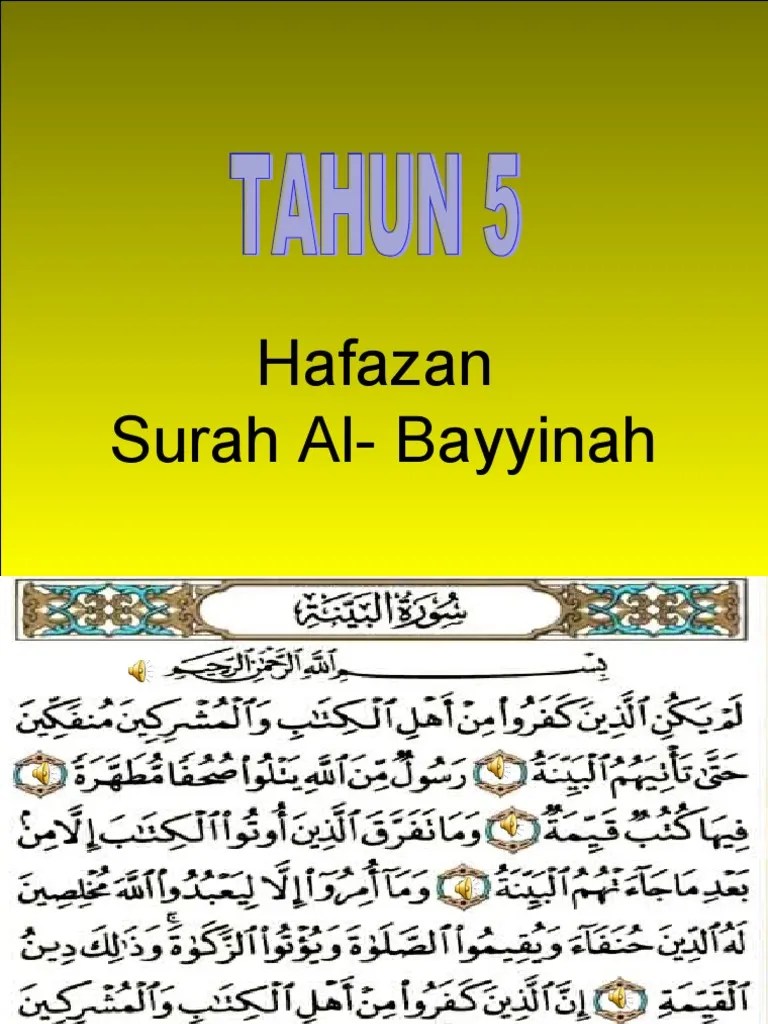 Isi Kandungan Al Qur An Surat Al Bayyinah Bacaan Madani Bacaan Islami Dan Bacaan Masyarakat Madani 