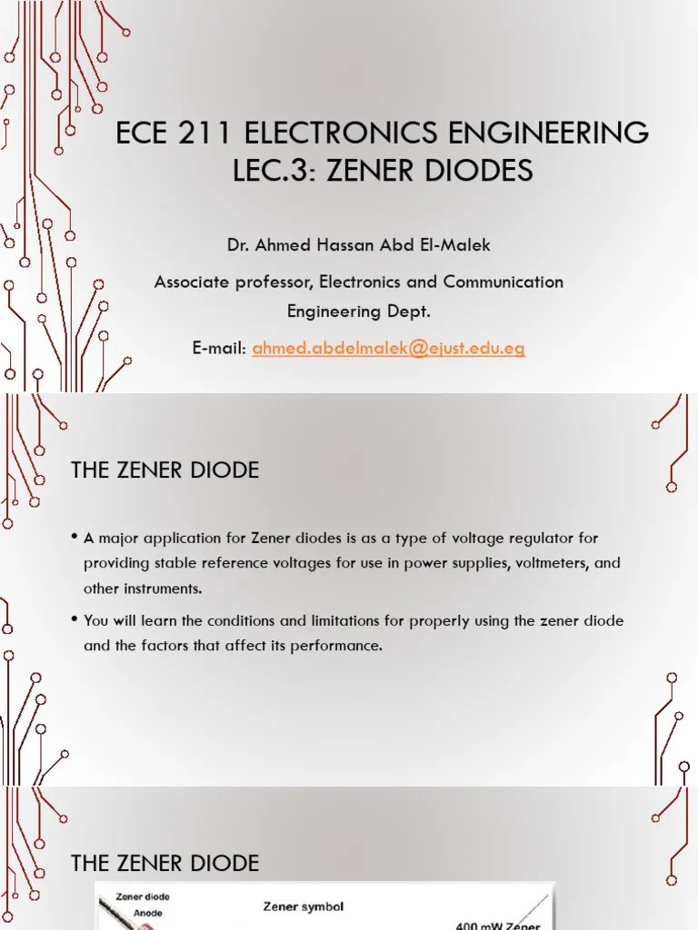 Lecture 3 Zener Diode | PDF | Diode | Electrical Circuits