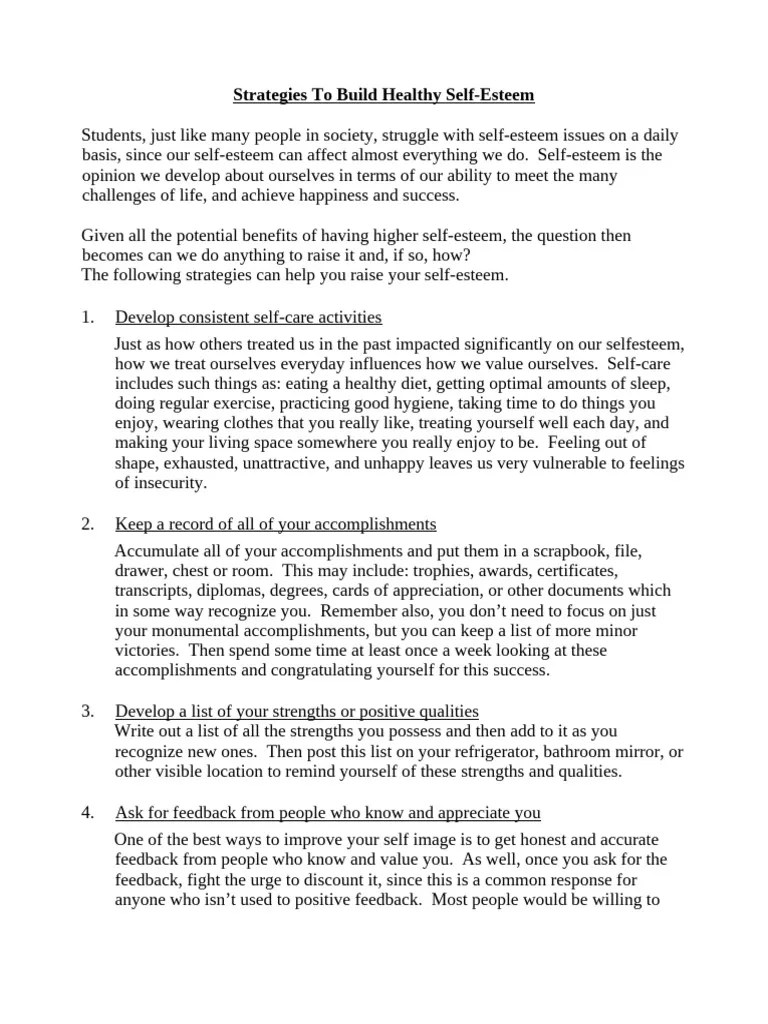 Building Self Esteem | PDF | Self Esteem | Self Concept
