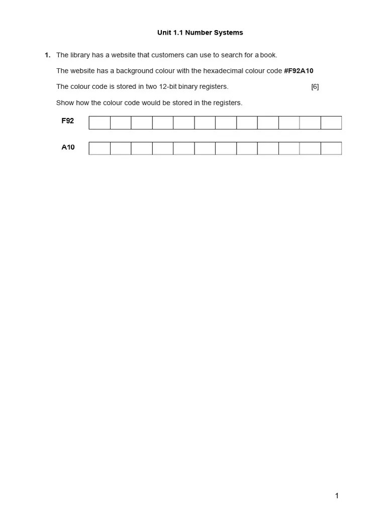 IGCSE Computer Science Number Systems TQ Paper Set 4 | PDF | Computer ...