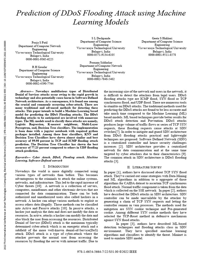 Prediction_of_DDoS_Flooding_Attack_using_Machine_Learning_Models | PDF | Denial Of Service ...