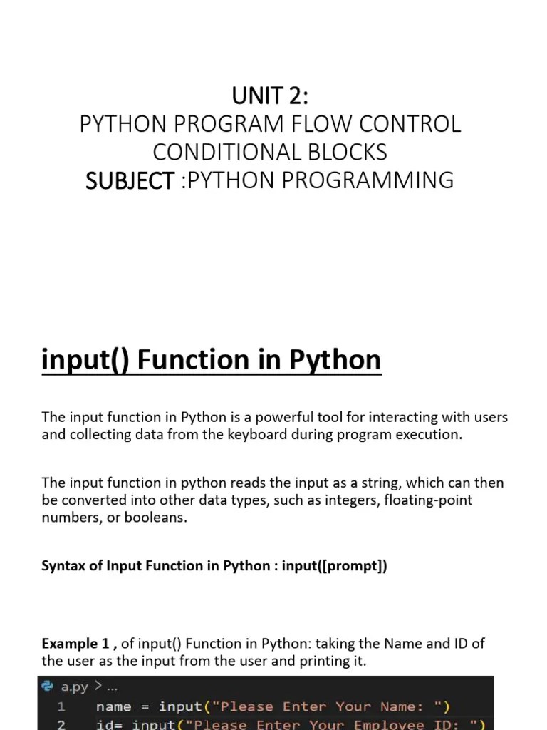 UNIT 2 Python | PDF | Control Flow | Boolean Data Type