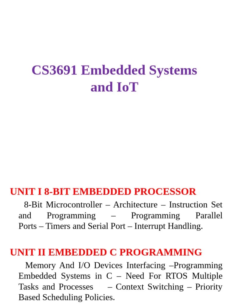 CS3691 Embedded Systems And IoT | PDF | Central Processing Unit ...