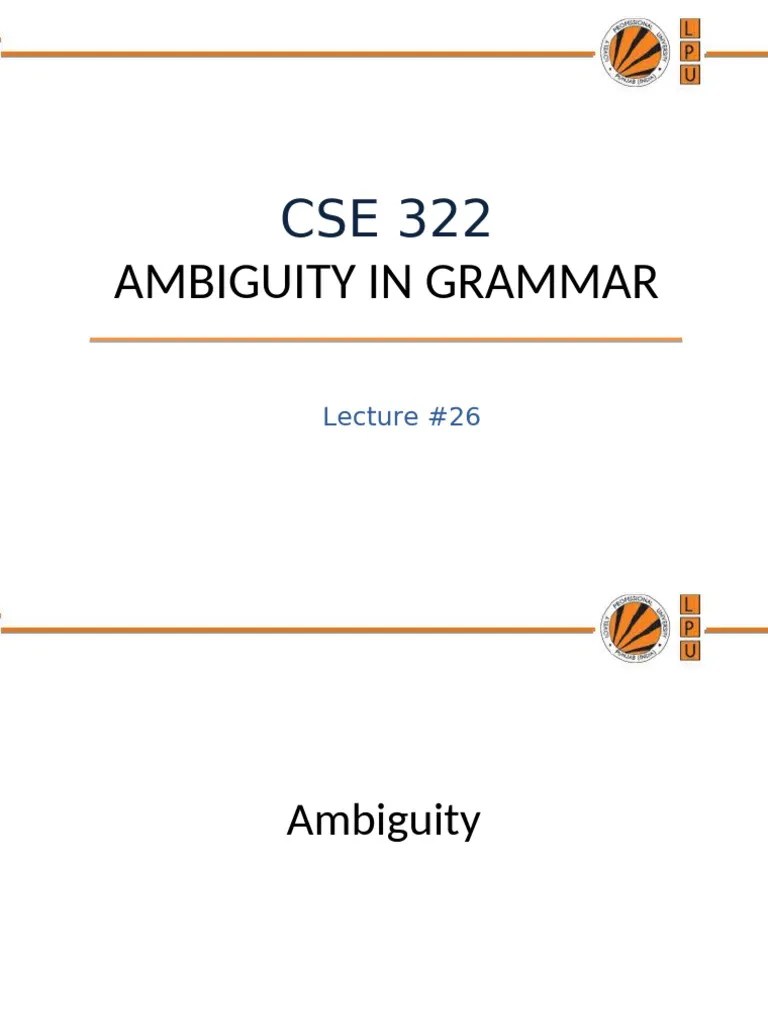 Ambiguity In Grammar 1 | PDF | Language Mechanics | Mathematical Logic