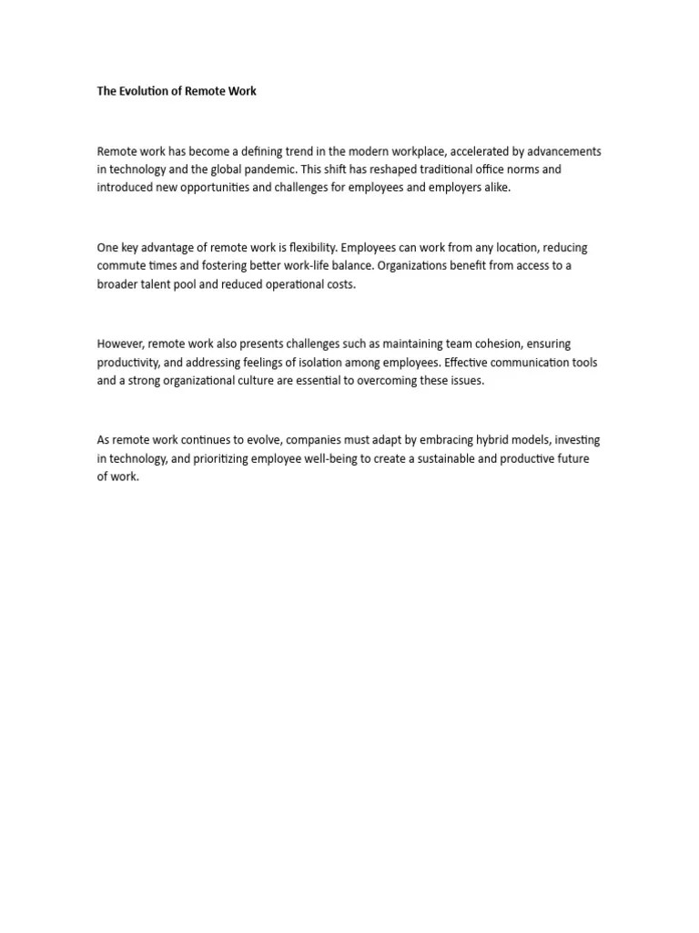 The Evolution Of Remote Work | PDF
