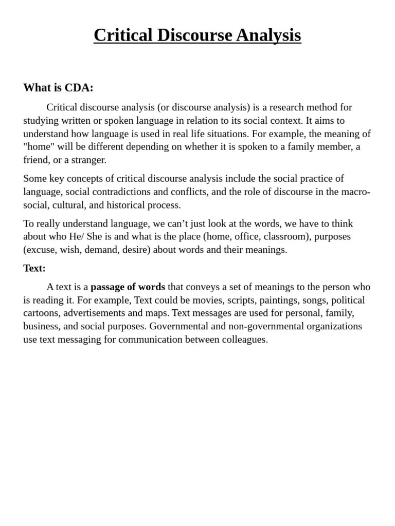 Critical Discourse Analysis | PDF