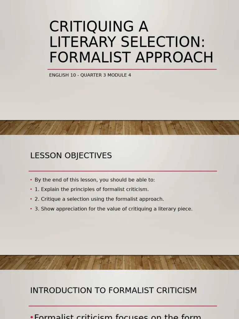 Formalist Criticism Presentation | PDF | Plot (Narrative) | Poetry