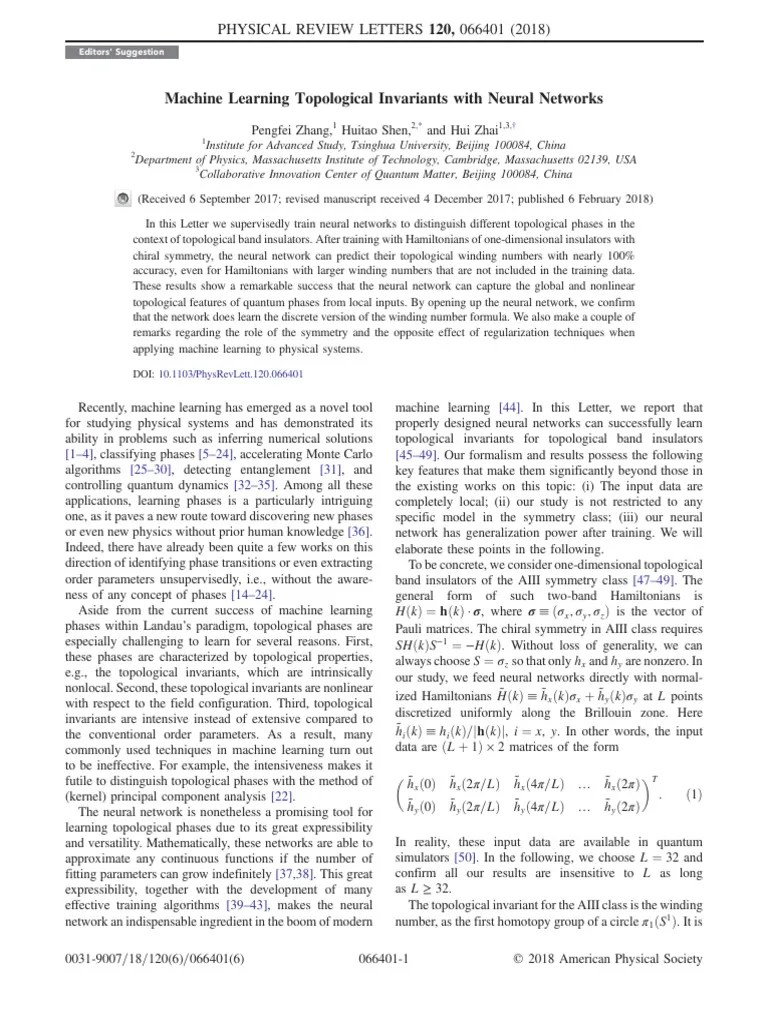 Machine Learning Topological Invariants With Neural Networks | PDF | Artificial Neural Network ...