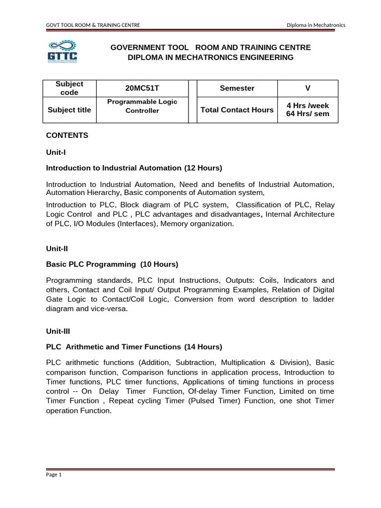 1. Programmable Logic Controller | PDF | Programmable Logic Controller ...