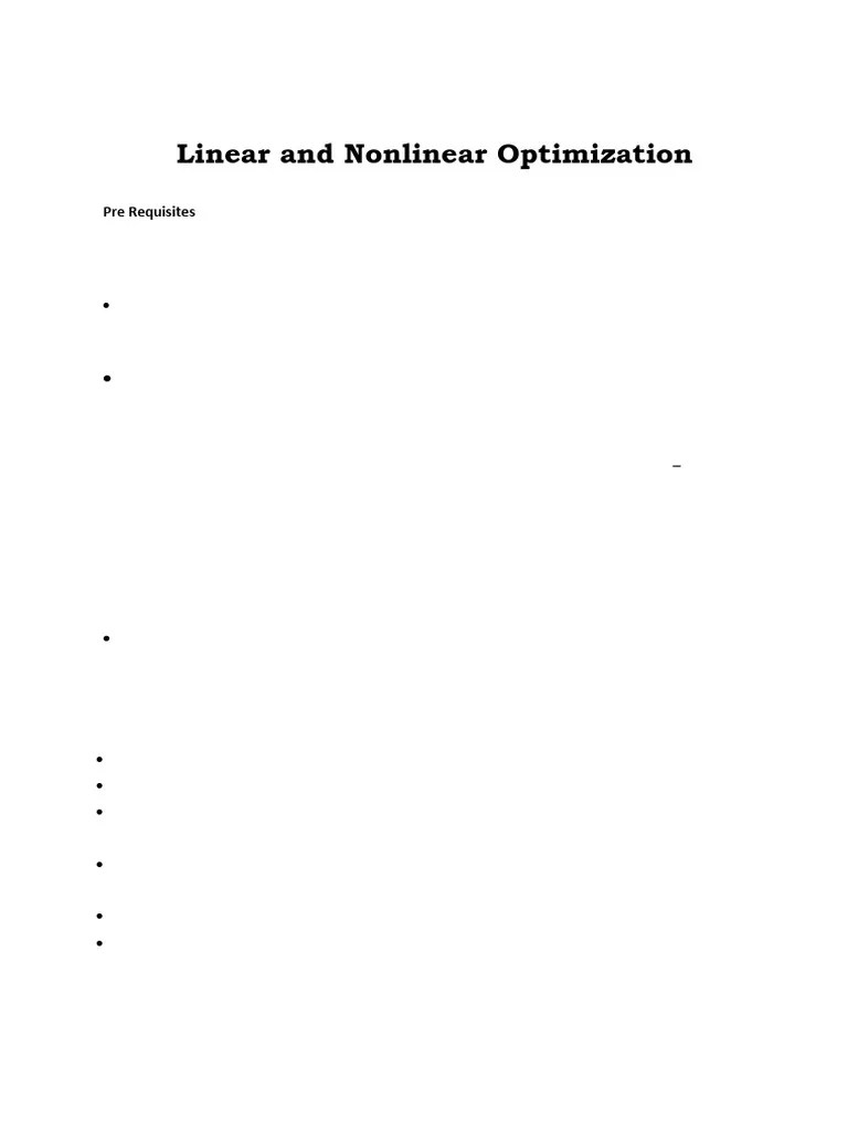 Linear And Nonlinear Optimization-Syllabus | PDF | Mathematical Optimization | Linear Programming