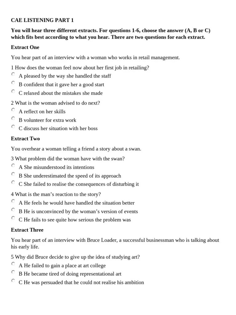 CAE Listening Part 1 | PDF