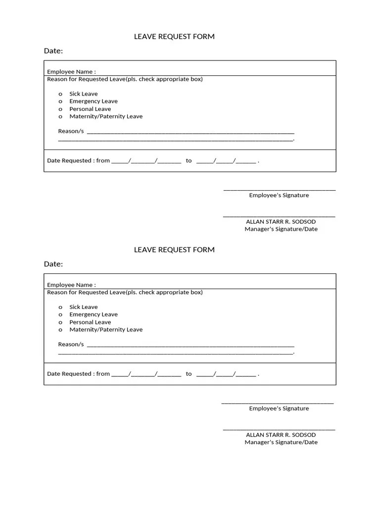 LEAVE REQUEST FORM | PDF
