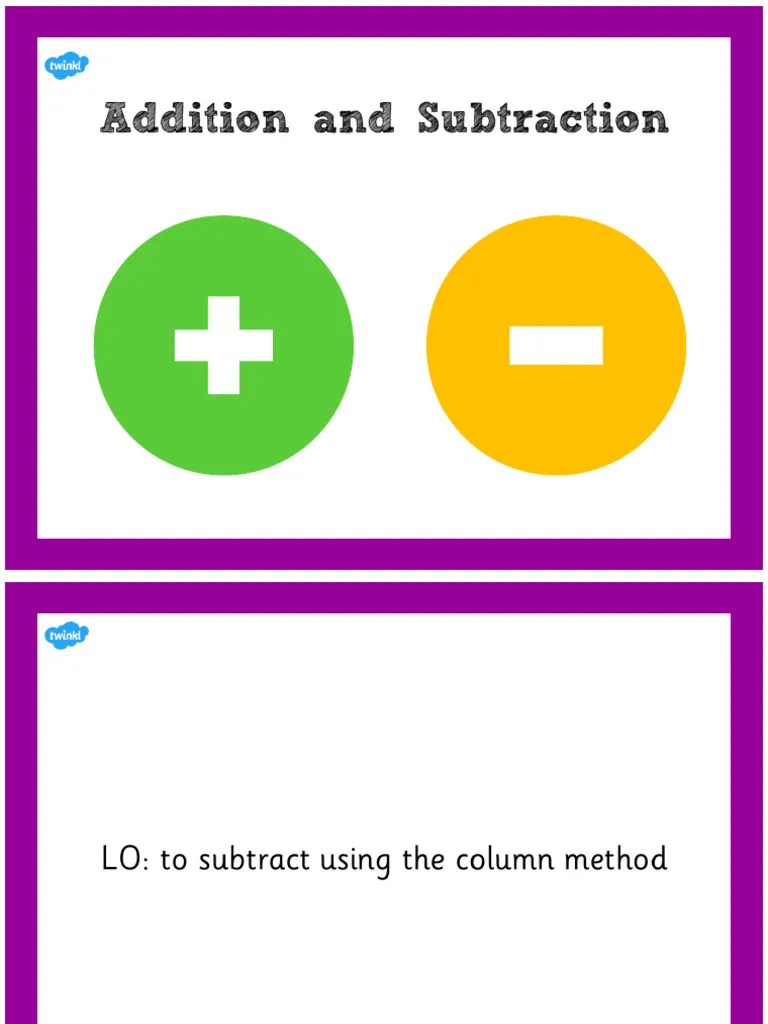 Year 3 Additon And Subtraction Lesson 4a Subtracting 2 Digit Numbers From 3 Digit Numbers No ...