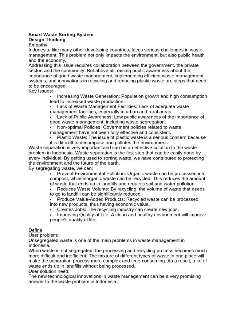 Smart Waste Sorting System | PDF | Waste Management | Waste