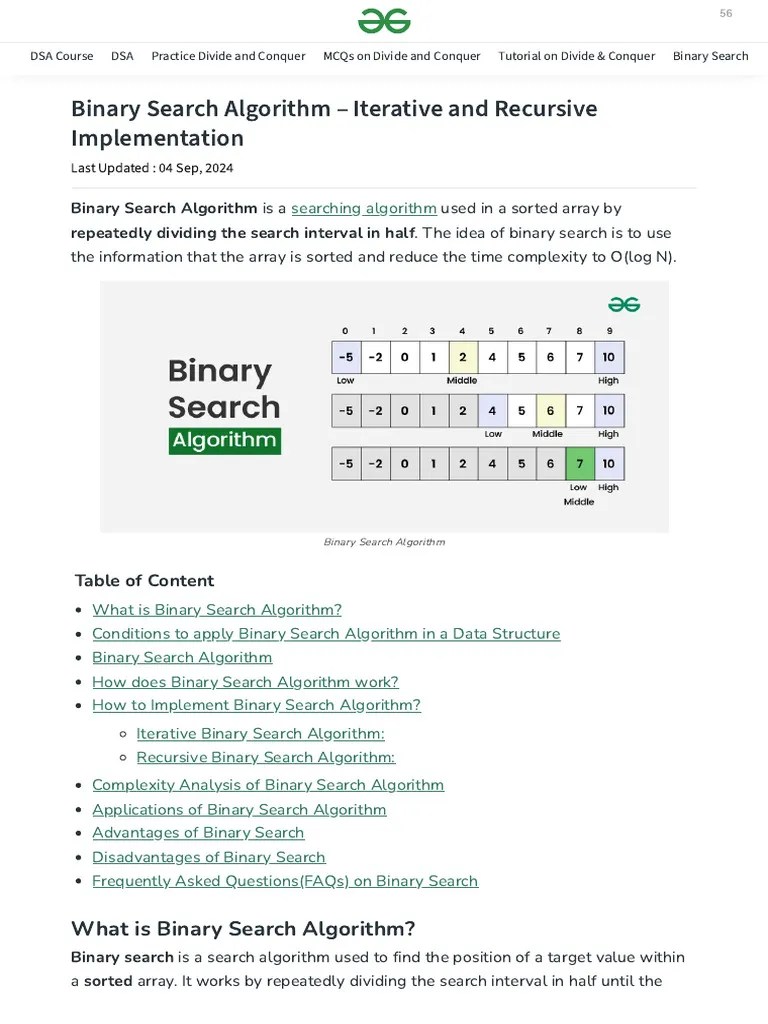 Binary Search Algorithm | PDF | Algorithms | Algorithms And Data Structures
