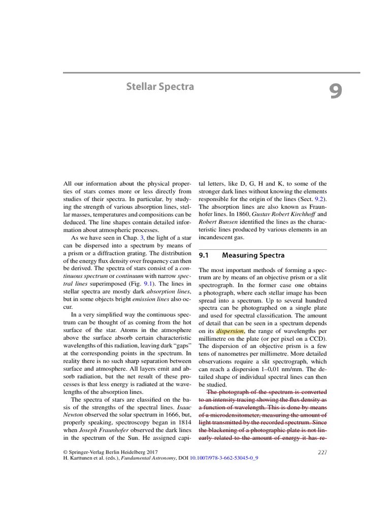 Chapt 9 Stellar Spectr | PDF