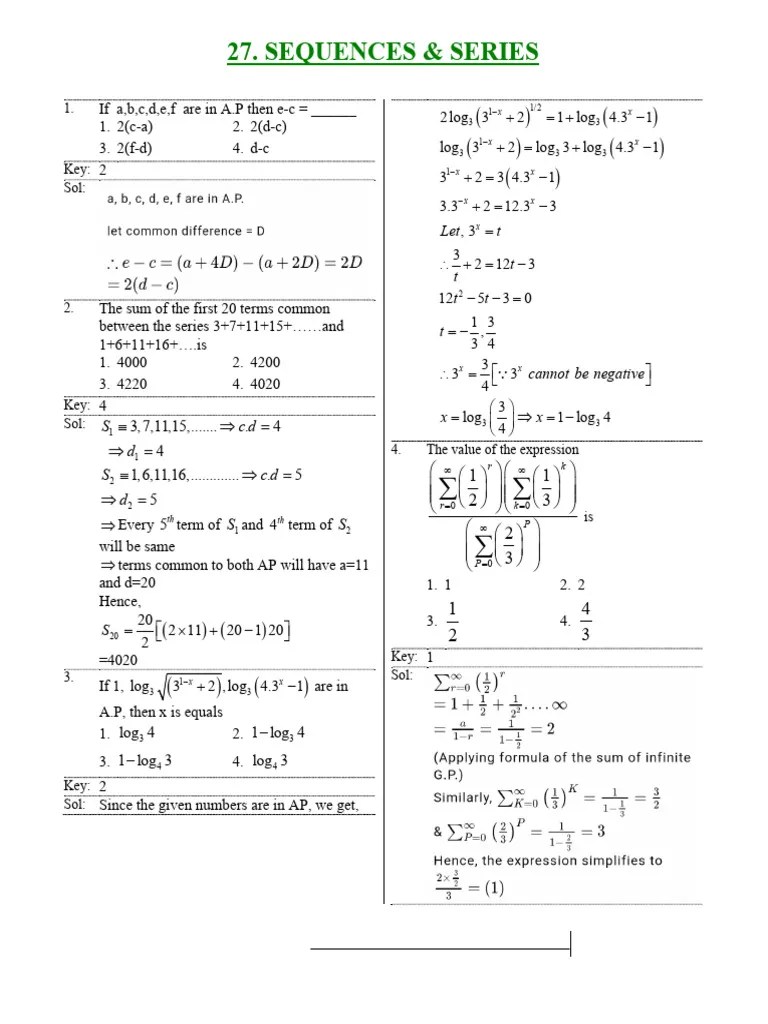 Sequence And Series | PDF | Mathematical Objects | Elementary Mathematics
