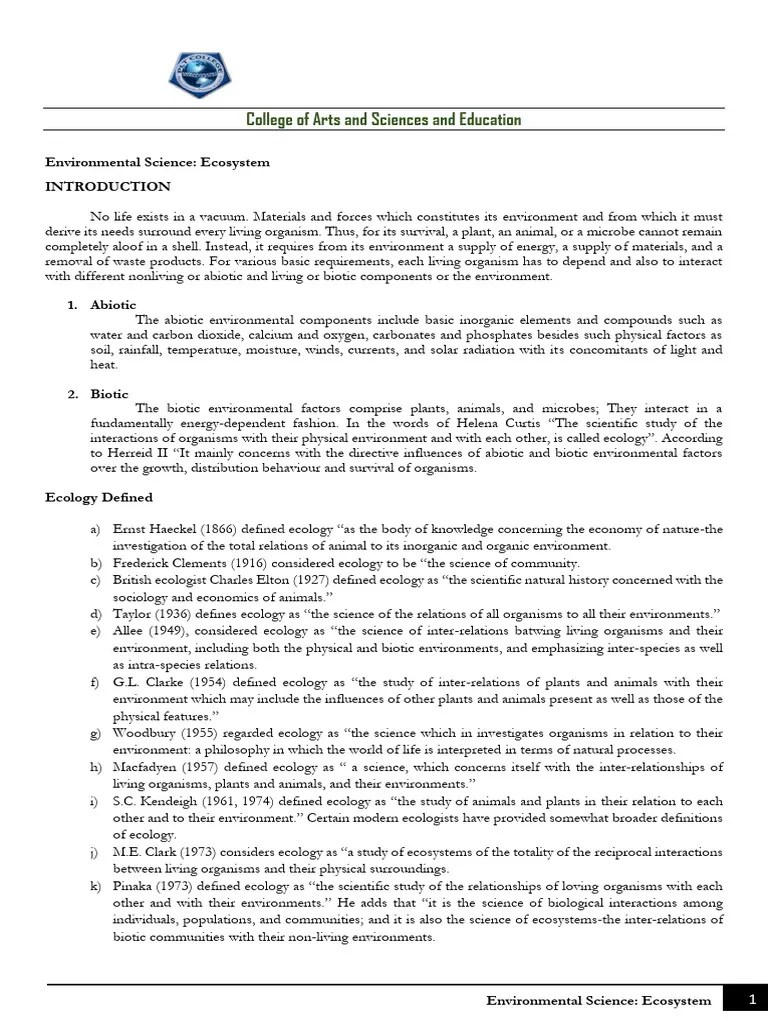 Environmental Science Ecosystem | PDF | Ecosystem | Primary Production