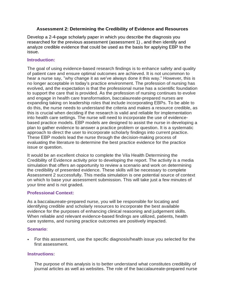 Determining The Credibility Of Evidence And Resources | PDF | Evidence ...