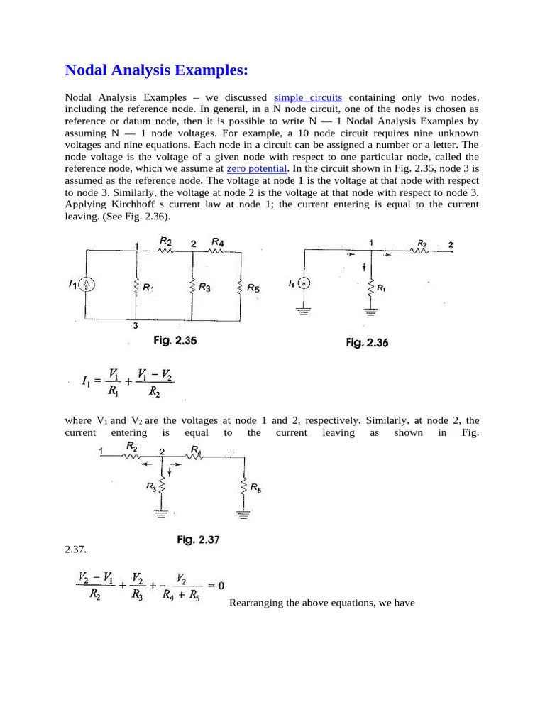 Nodal Analysis Examples | PDF | Voltage | Electronics