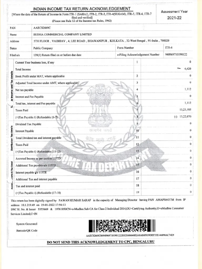ITR Acknowledgement | PDF