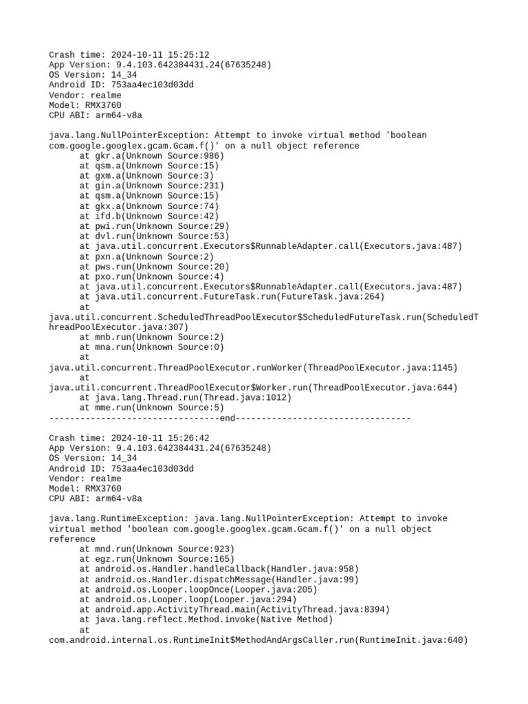 Crash_20241011 | PDF | Java (Programming Language) | Android (Operating ...