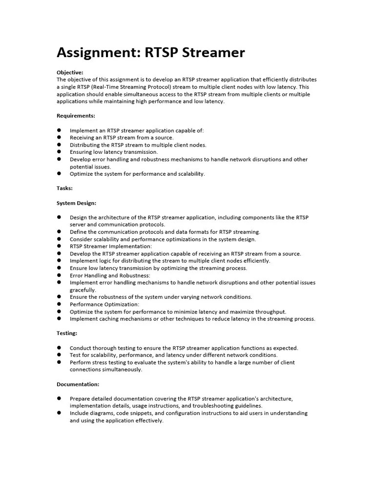 Intozi Python Assignment RTSP Streamer | PDF | Computer Network ...