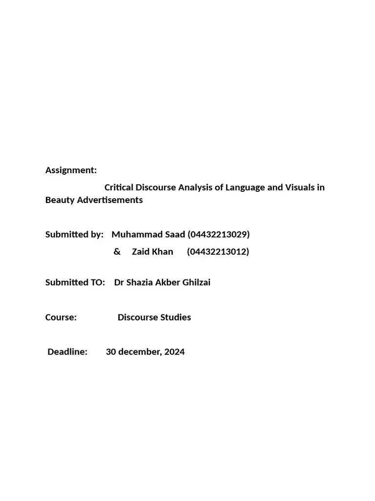 Critical Discourse Analysis Of Language And Visuals In Beauty Advertisements | PDF | Advertising ...