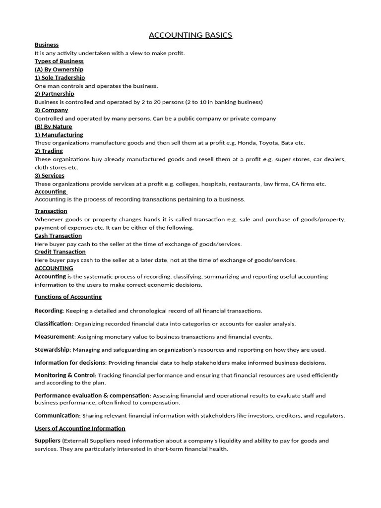1 Accounting Basics | PDF | Debits And Credits | Financial Economics