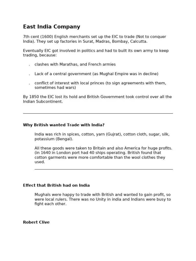 East India Company | PDF | East India Company