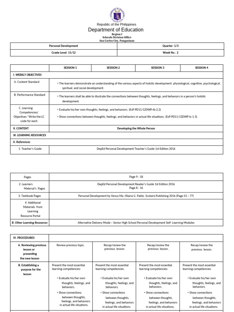 Holistic Development For Grades 11 12 Pdf Thought Adolescence