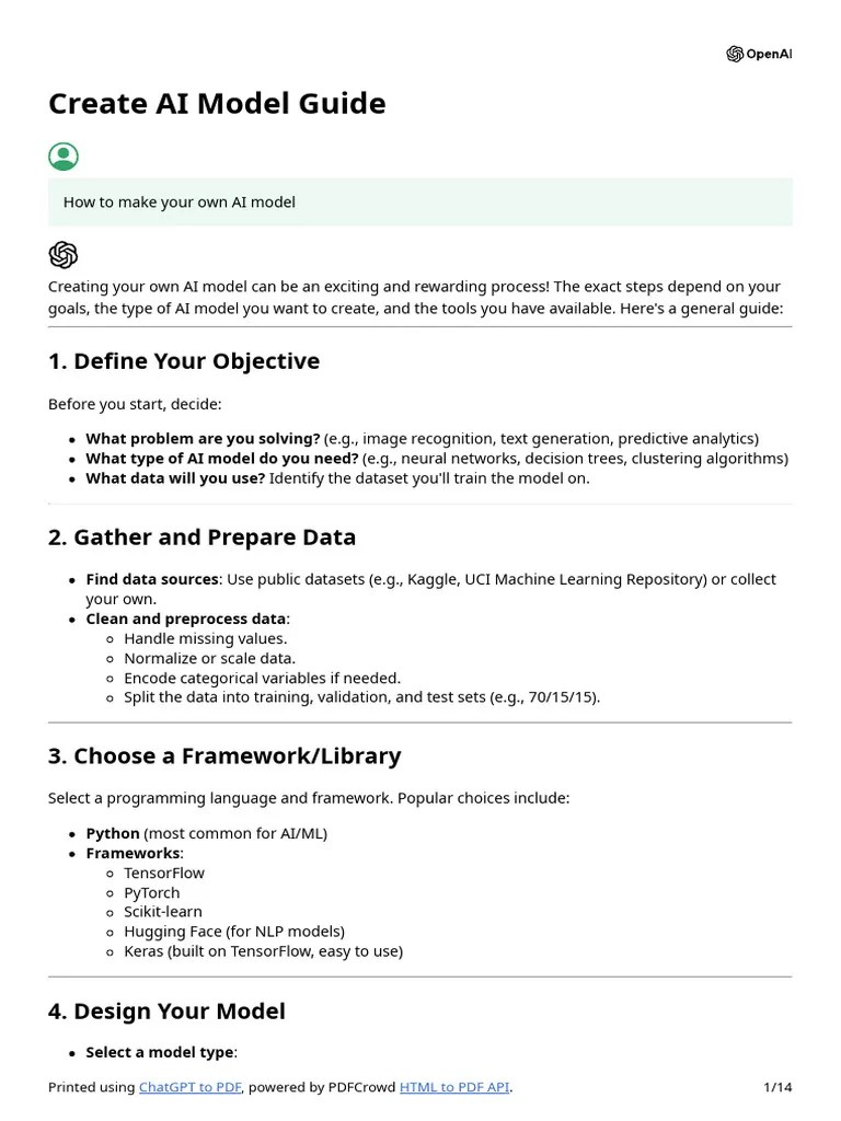 Create AI Model Guide | PDF | 3 D Computer Graphics | Machine Learning