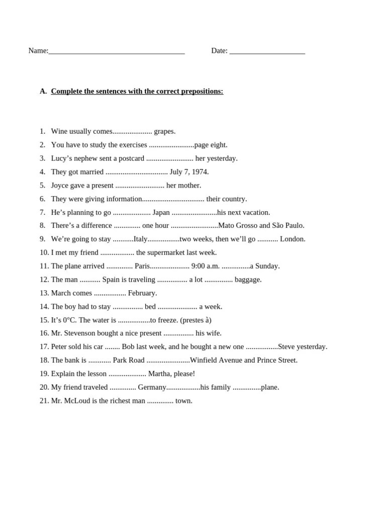 PREPOSITIONS-one | PDF