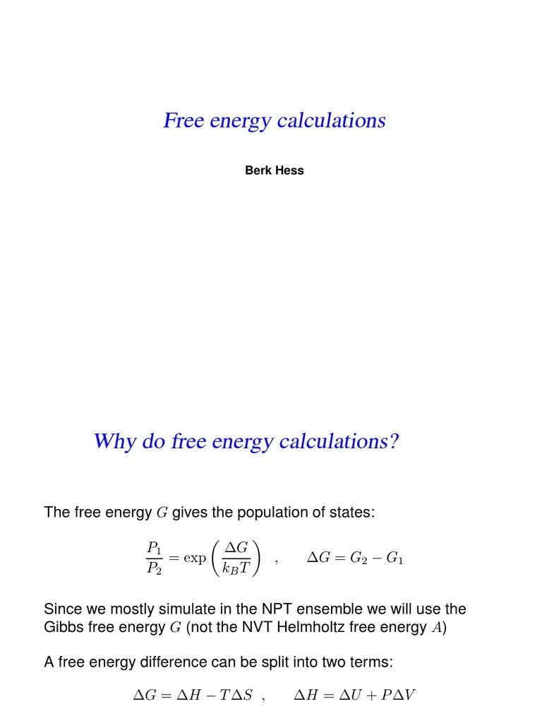 Free Energy | PDF | Solvation | Perturbation Theory (Quantum Mechanics)