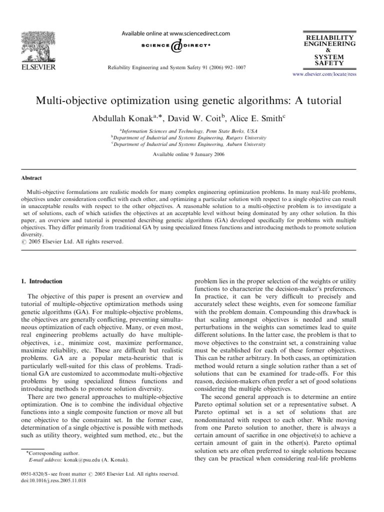 Multi-objective Optimization Using Genetic Algorithms | PDF ...