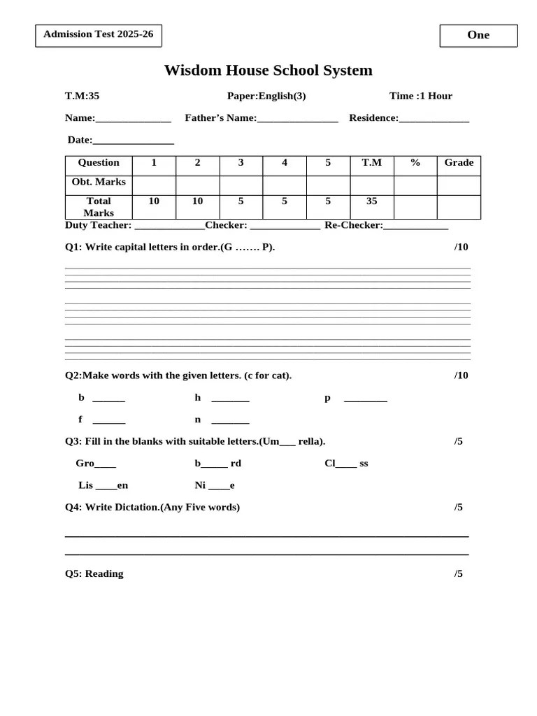 Grade One English (3) | PDF