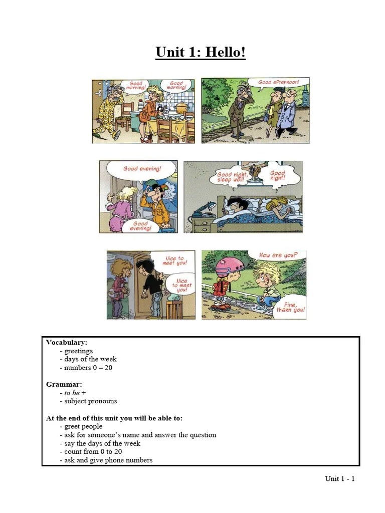 01-Unit 1 - Hello | PDF | Grammatical Number | Language Mechanics