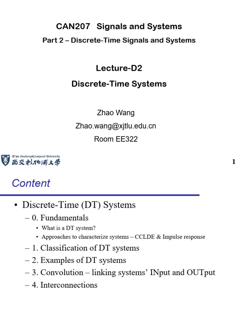 LectureD2_DT Systems | PDF | Signal Processing | Algorithms