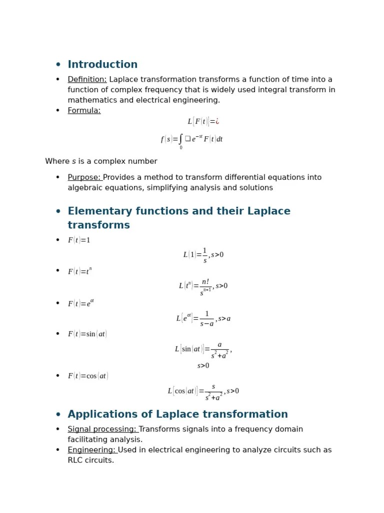 Document Pdf Laplace Transform Mathematical Analysis