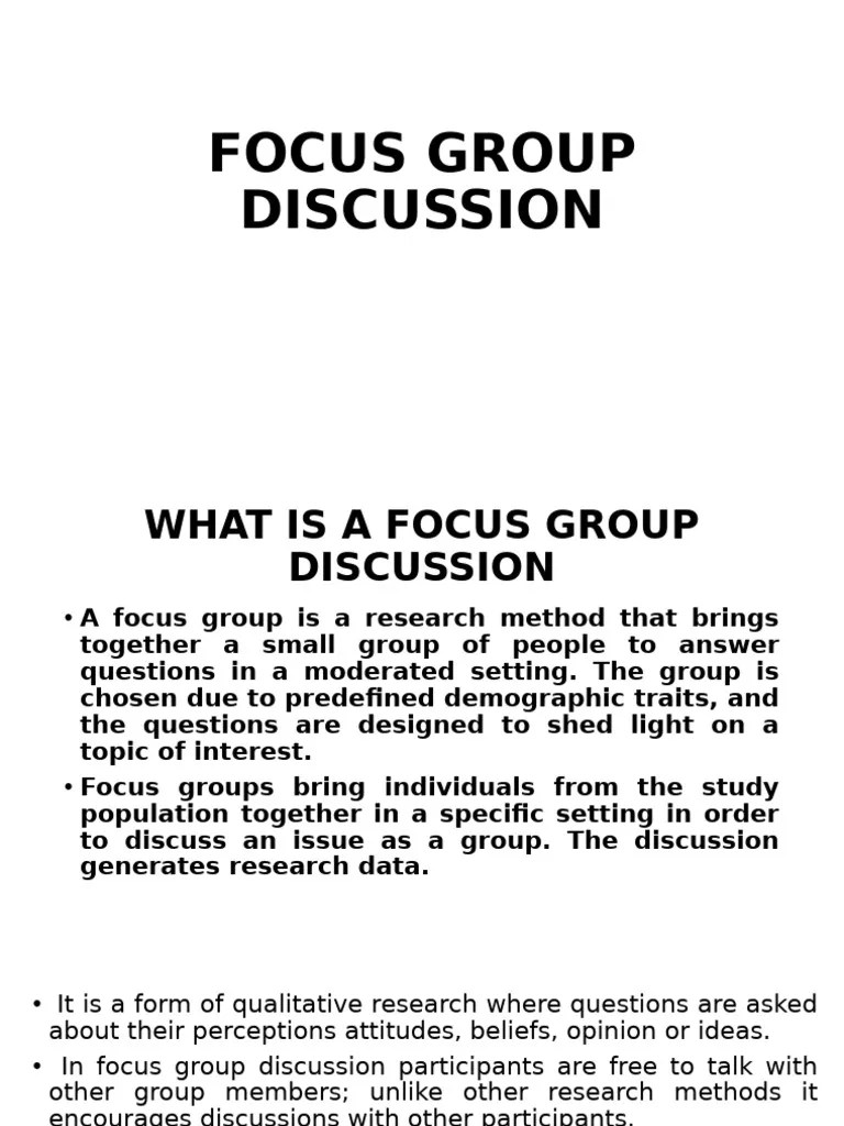 Focus Group Discussion | PDF