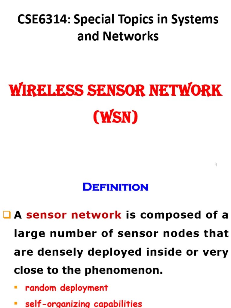 Lecture 3 - Wireless Sensor Network (WSN) | PDF | Wireless Sensor ...