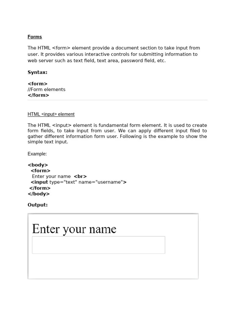 Forms | PDF | Html Element | Html