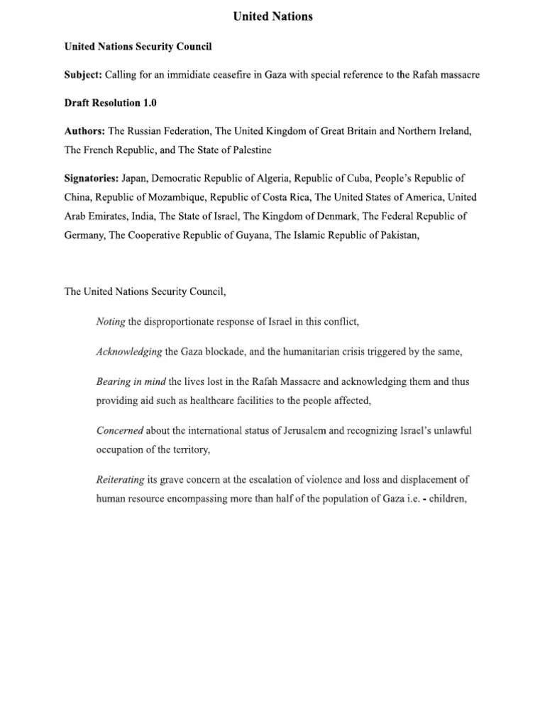 UNSC Draft Resolution 1.0 | PDF
