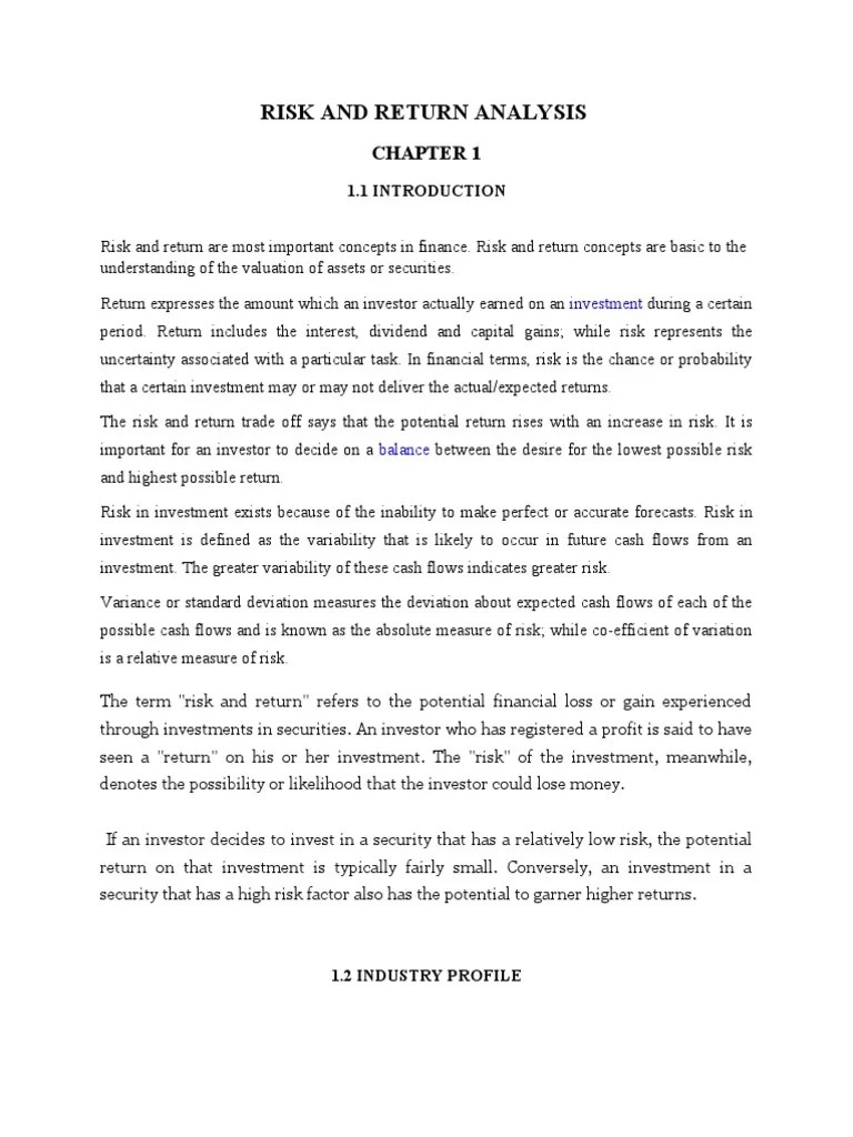 Risk And Return Analysis | PDF | Beta (Finance) | Risk
